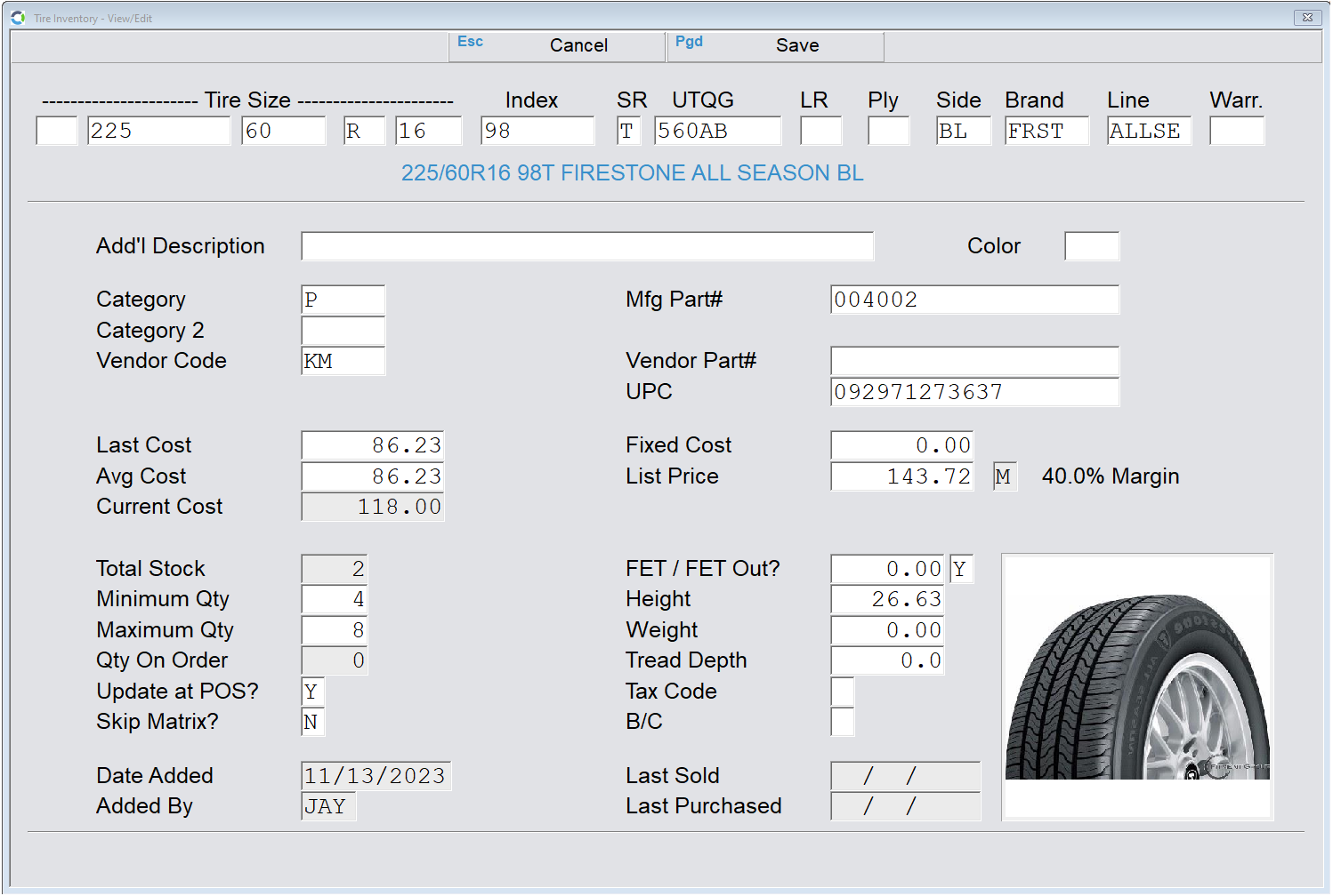 Tire Inv new